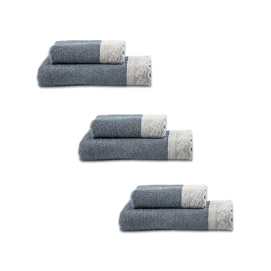 Le Telerie Towels For Unisex SET SPUGNA ELLY 3+3 BLU