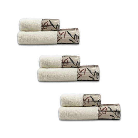 Le Telerie Towels For Unisex SET SPUGNA LEAVES 3+3 CREMA