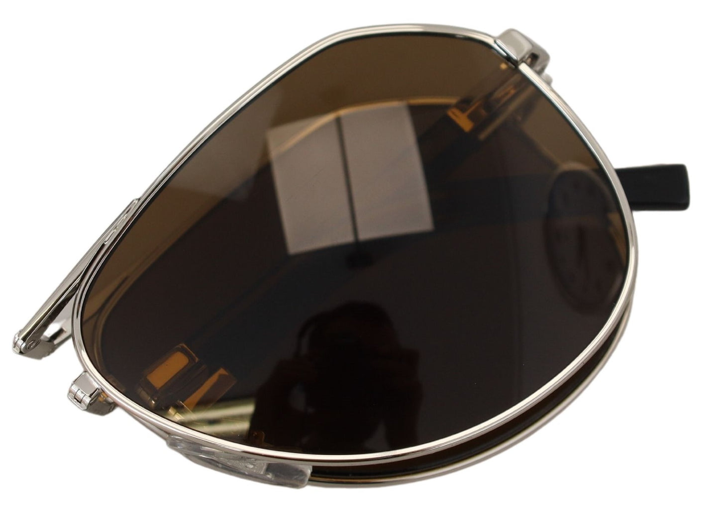 Dolce & Gabbana White Gold Plated Aviator Brown Lens DG2106K Sunglasses