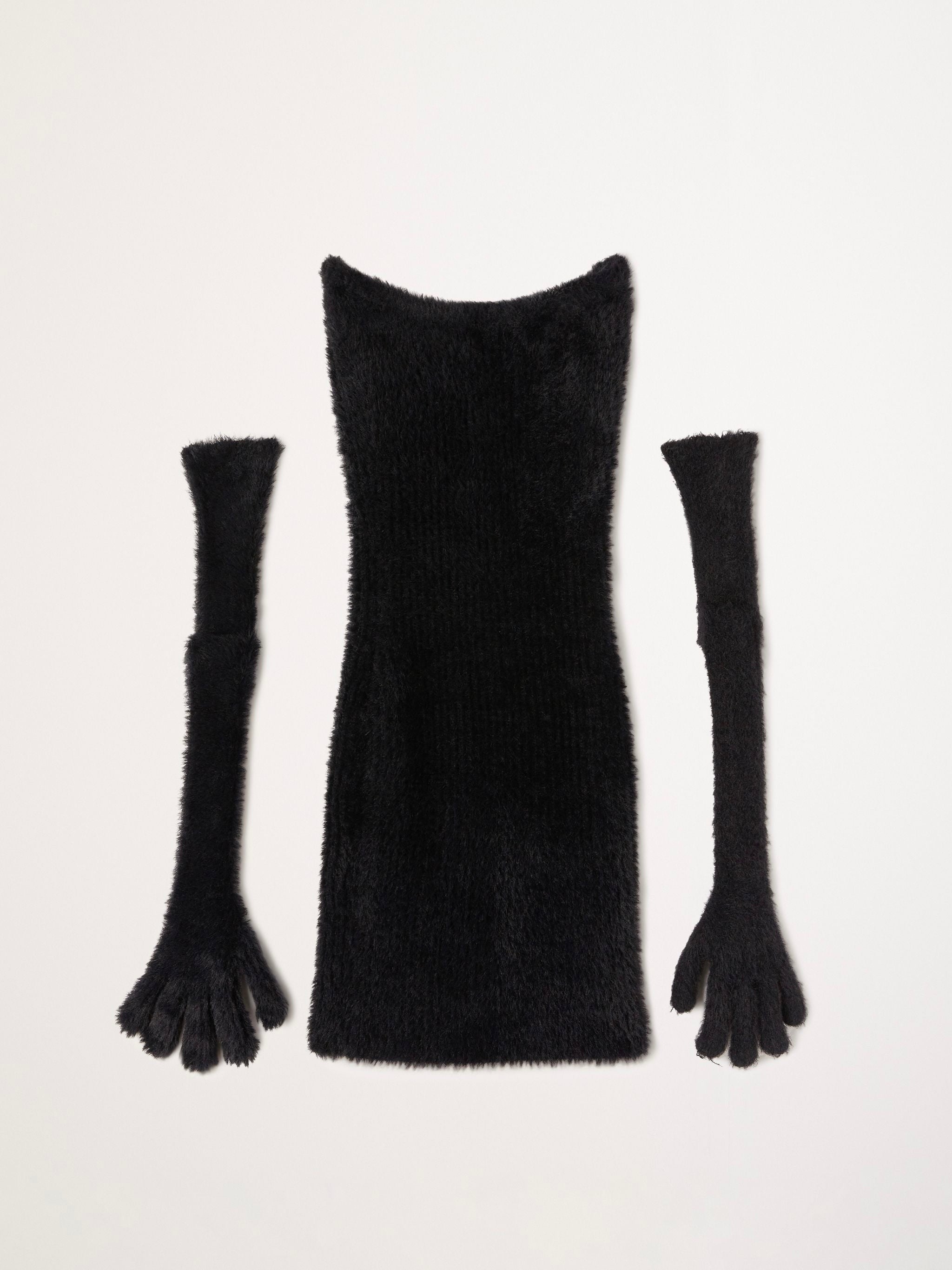 Fuzzy Gloves Mini Dress